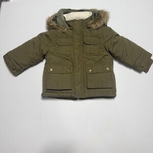 Carter Green Hooded Fleece Lined Winter Coat Size 18 Months